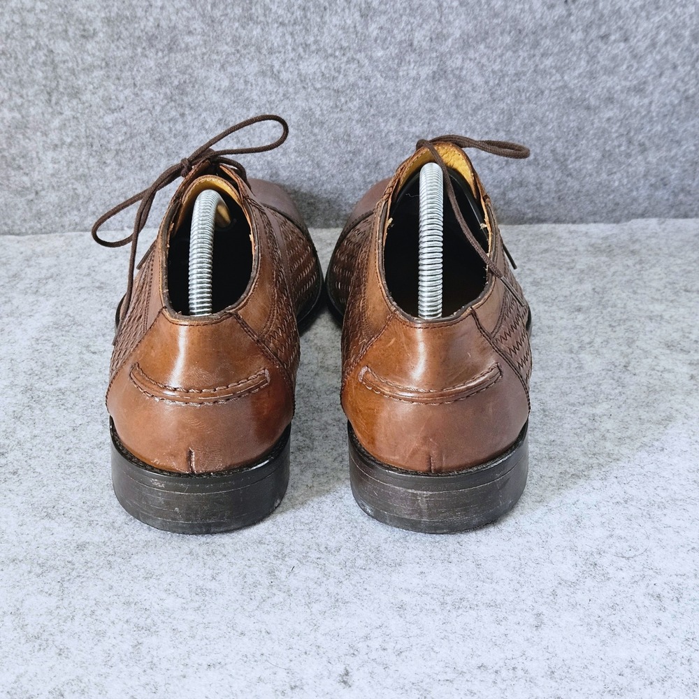 Johnston & Murphy Mens Woven Leather Cap Toe Oxford Dress Shoes Tan Brown 10M - Picture 4 of 10